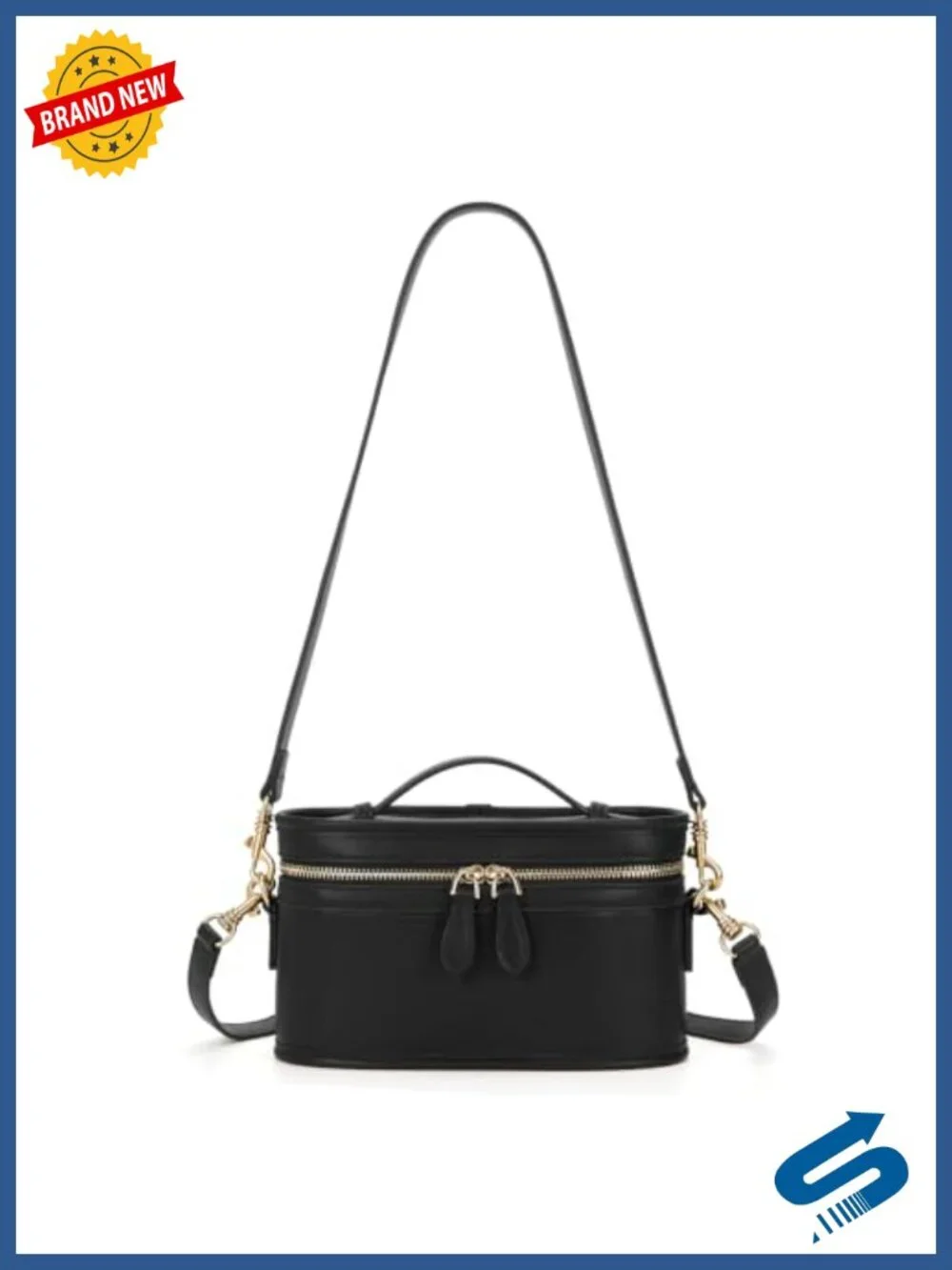 Box Crossbody Purse, Top Handle Handbag with 2 Straps, PU Leather Square